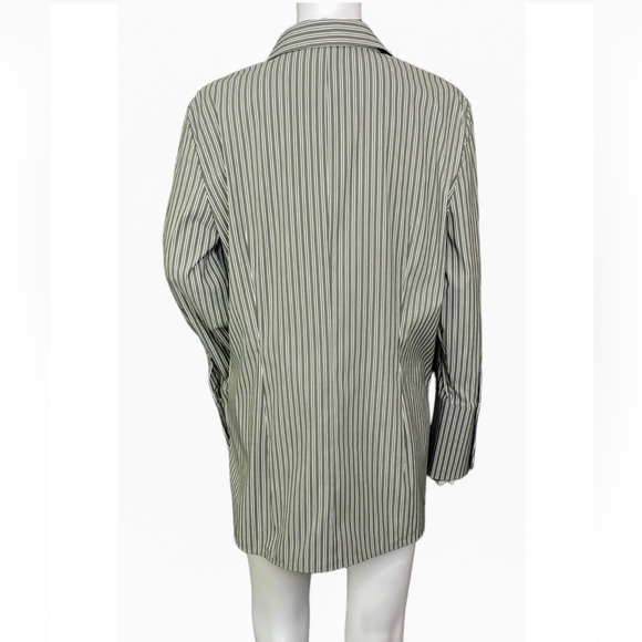 Lafayette 148 Green Striped Button Up Blouse - Picture 10 of 12